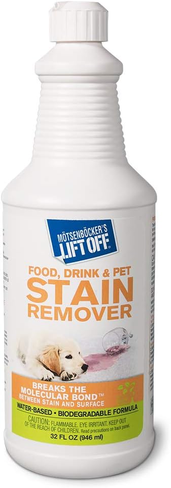 Motsenbocker's Lift Off 40503 Food, Drink, and Pet Stain Remover Eliminates Tough Stains from Multiple Surfaces, Excellent as a Pre-Wash Laundry Treatment, Water-Based, 32 Fl Oz, Pack of 1