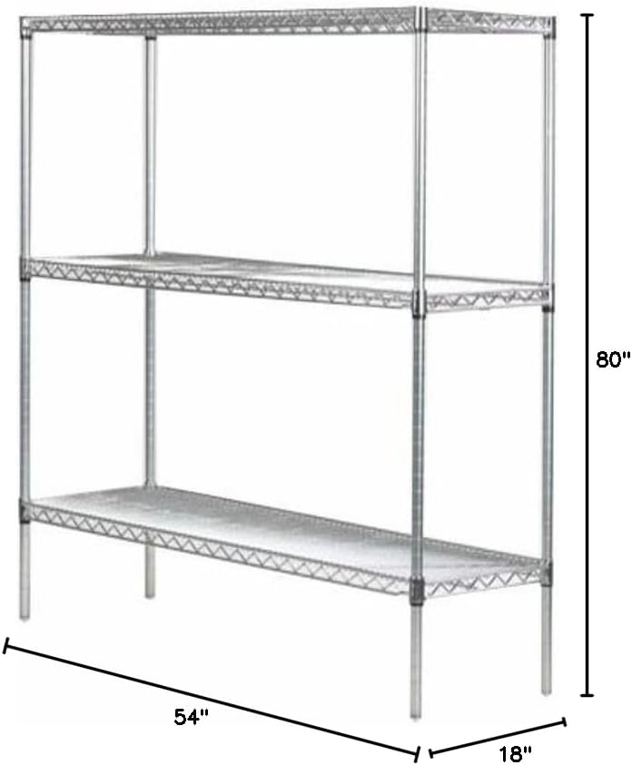 Omega 18" Deep x 54" Wide x 80" High 3 Tier Gray Starter Shelving Unit