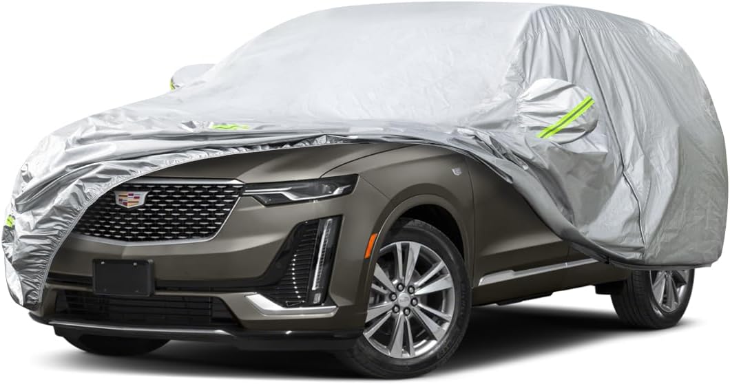 KouKou Oxford Waterproof SUV Car Cover Suitable for Cadillac XT6 from 2019 to 2025, Windproof All Weather Waterproof Outdoor Cover Sun Rain UV Dust Snow Protection.