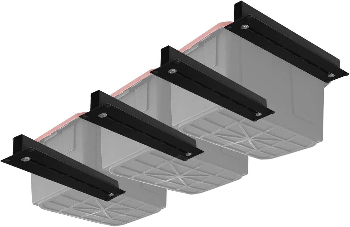 Adjustable Overhead Garage Storage Rack System – Heavy-Duty Ceiling Bin Rail Organizer for Most Storage Bins, Fits 3 Bins per Set (4 Sets Included)