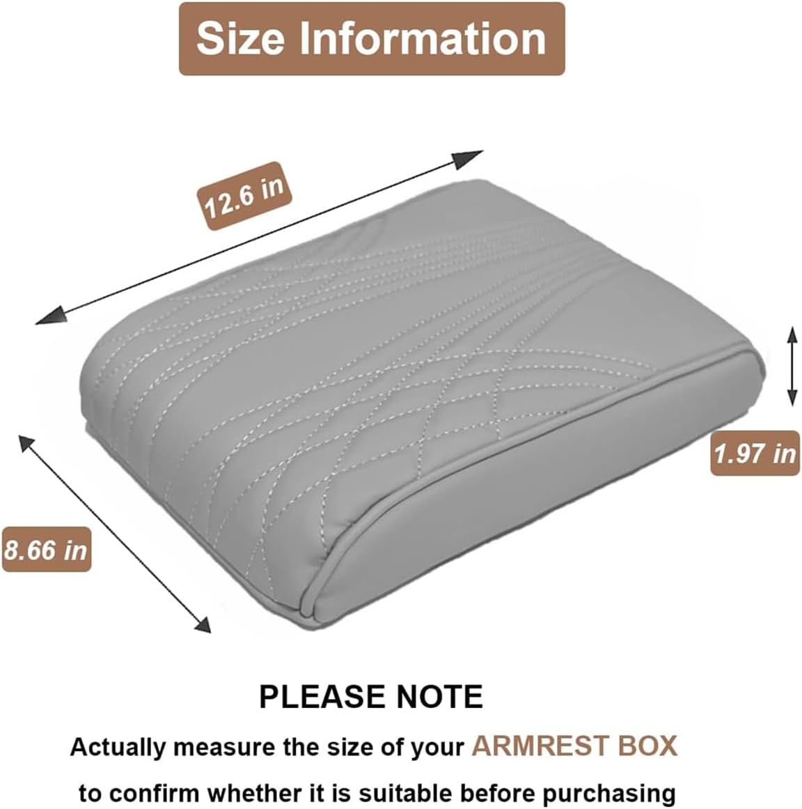 Car Center Console Cover, Memory Foam Car Armrest Cushion, Beige Auto Arm Rest Pad, Leather Arm Rest Covering Car, Hand Rest Pillow for SUV/Truck/Vehicle (No.2 Gray)
