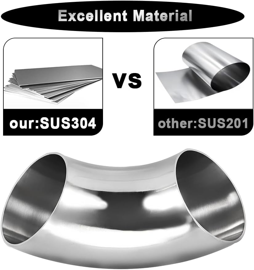 OD 1.25 Inch 90 Degree Stainless Steel Bend Tube Exhaust Elbow Pipe for Car Modified Exhaust System 1.25" Piping Silver Tone，Stair Handrail (1PCS)