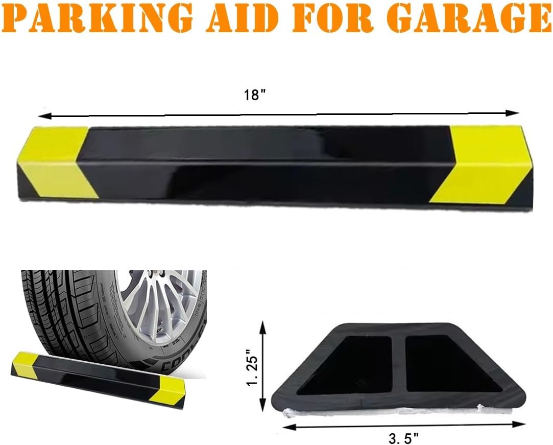 1 Pack 18" Parking Aid for Garage Heavy Duty, Car Parking Stopper for Garage 2 Pack, Parking Aids Protects Car, Parking Stopper Easy to Install (1 Pack 18" L x 1.25" H)