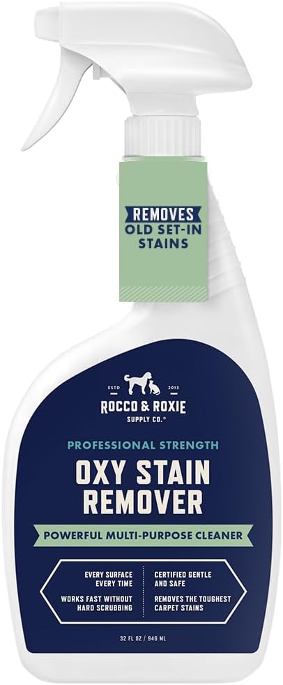 Rocco & Roxie Oxy Stain Remover - Oxygen Powered Carpet Cleaner Spray - Spot Cleaner for Upholstery, Couch, Laundry, Rug, Clothes, Car Seat, Mattress, Sofa, and More. - Pet & Baby Stains