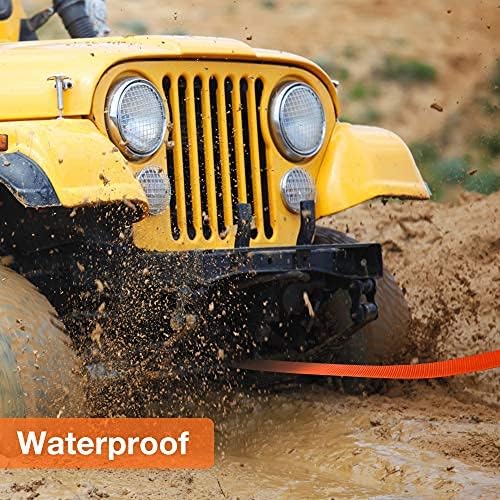 Recovery Tow Strap 3in X 30ft Heavy Duty 30,000 lbs Break Strength, Use for Emergency Towing Rope, Tree Saver, Winch Extension, Triple Reinforced Loops, Protective Sleeves,Car Accessories