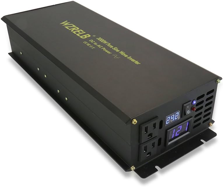 WZRELB Power Inverter 3000W Pure Sine Wave Inverter 24V 120V Dc AC Converter