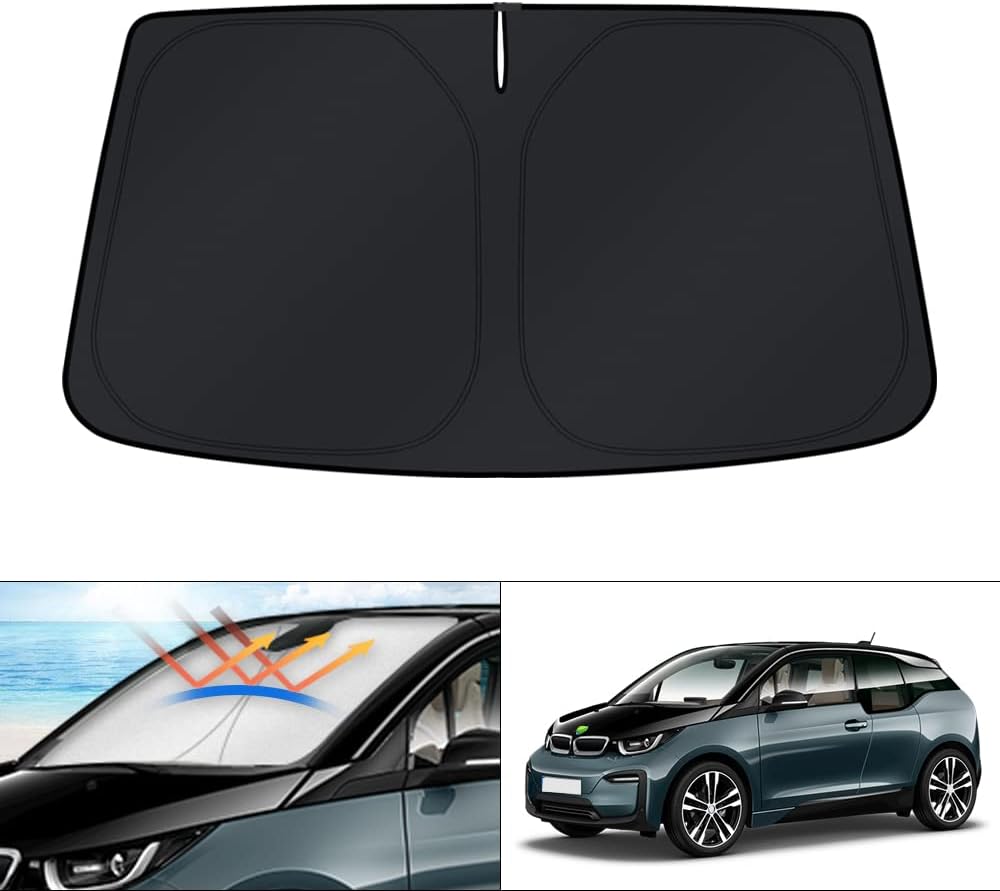 KUST Windshield Sun Shade for BMW i3 2014-2022 Accessories Window Sunshade Sun Visor Protector Foldable Blocks UV Rays Keep Your Car Cooler