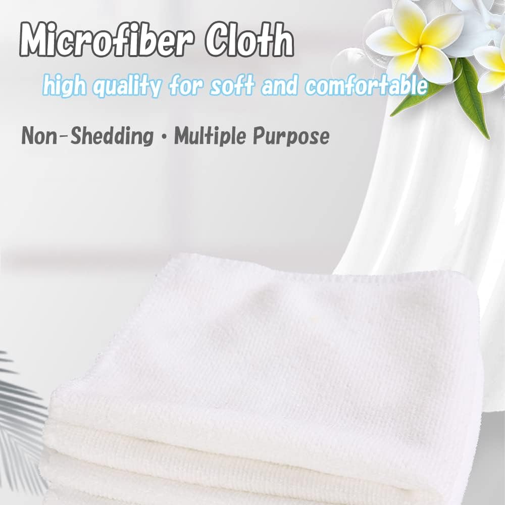 Microfiber Cleaning Cloth-24Pcs (13x13 inch) Ultra Soft Highly Absorbent Rags for Housekeeping-Machine Wash (White)
