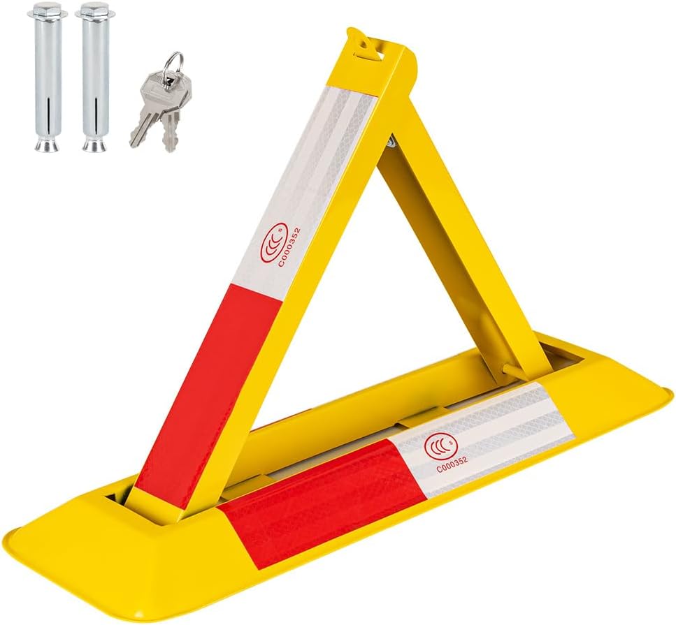 Foldable Parking Barrier,Car Parking Lock Manual Lockable Parking Space Block with Keys,Private Parking Space Lock for Shopping Malls, Hotels,Office,Airports