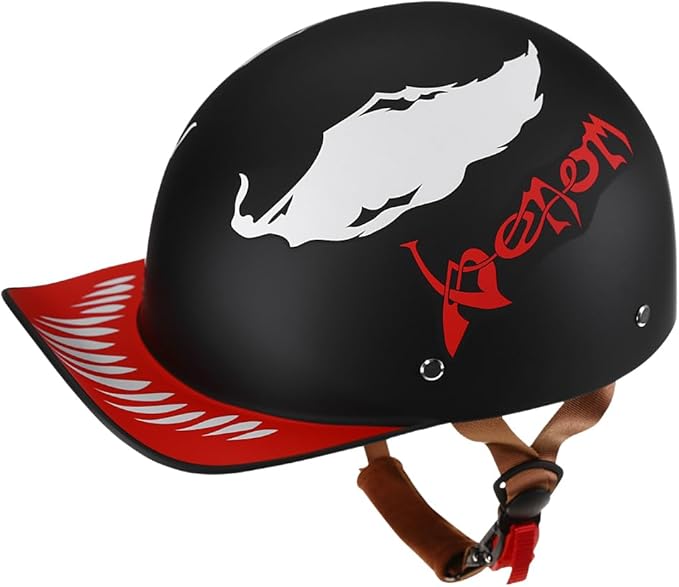 Vintage Retro Open Face Motorcycle Helmet Baseball Cap Half Helmets with pull-down Lens for Men Women Moped Cap Jet Scooter Street Cruiser - DOT Certified (Moto Rider, Large)