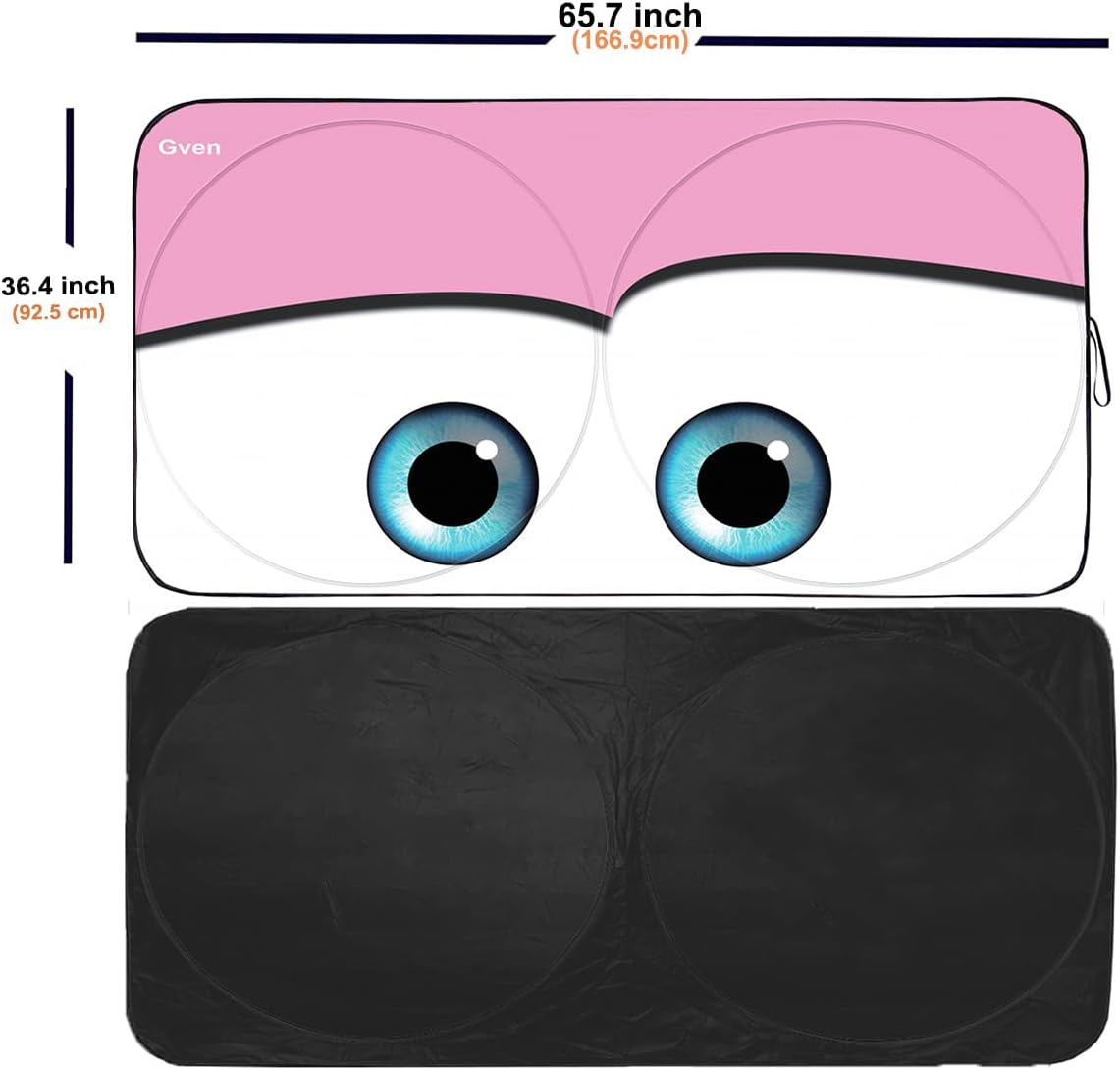 Gven Windshield Sun Shade Truck 2025 Car Accessories for F150 Windshield Cover Sun Shade Automotive Interior Sun Protection Front Window Sun Visor Protector Blocks UV Women Girl Car Decor(Pink, XL)