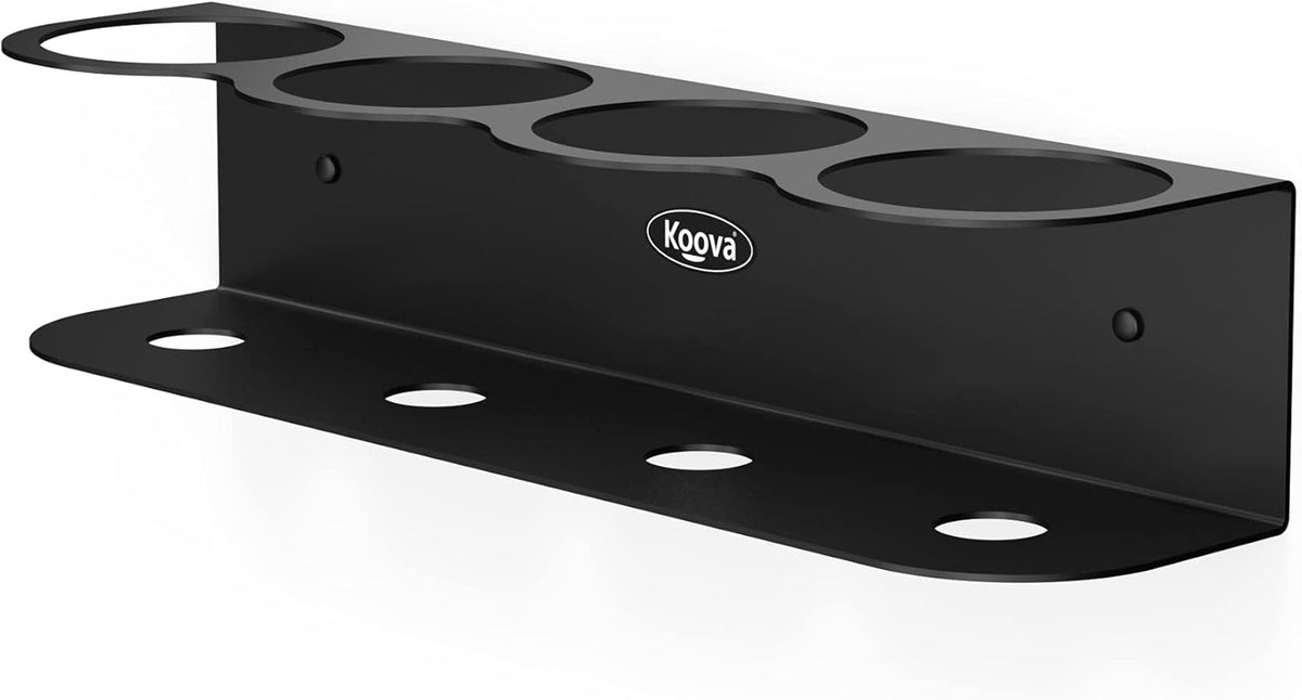 Koova 4 All-Purpose Spray Bottle Holder | Easy Install Wall Mount Hardware Included | Heavy-Duty Powder Coated Steel Storage Rack for Garage And Home | Craft Workspace Paint Bottle Organizer USA Made