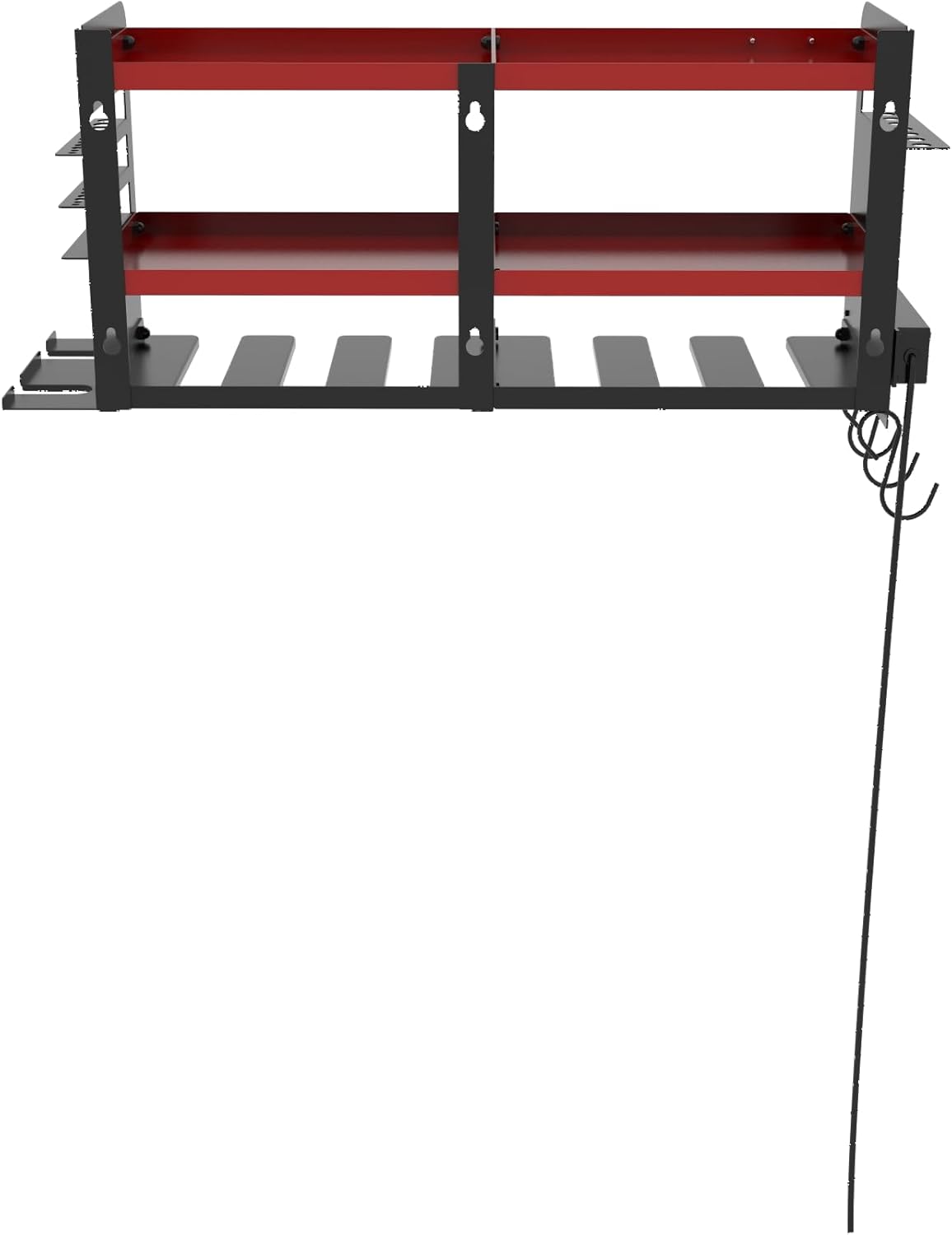 Permasteel Power Tool Organizer Wall Mount - 150 Lbs Load 3-Layer Heavy Duty Metal Storage Rack with Charging Station, Holds 6 Drills, 9 Hand Tools and 16 drill bits for Garage and Workshop, Red