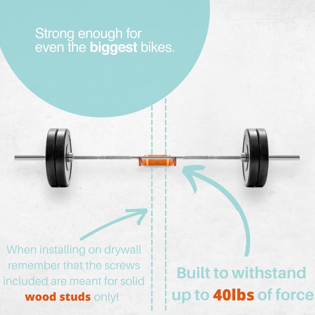 WOKK Wooden Bike Wall Mount - Horizontal Bicycle Wall mount for Home or Garage, Wall Bike Rack for apartment, Your Elegant Indoor Bike Storage