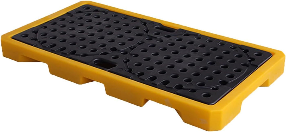 Drum Containment Spill Pallet, Industrial Nestable Oil Drums Leak-Proof Tray, Garage Storage Detachable Anti Slip Polyethylene Platform with Drain (Color : Yellow-1 Pack, Size : 51.2"x26.8"x