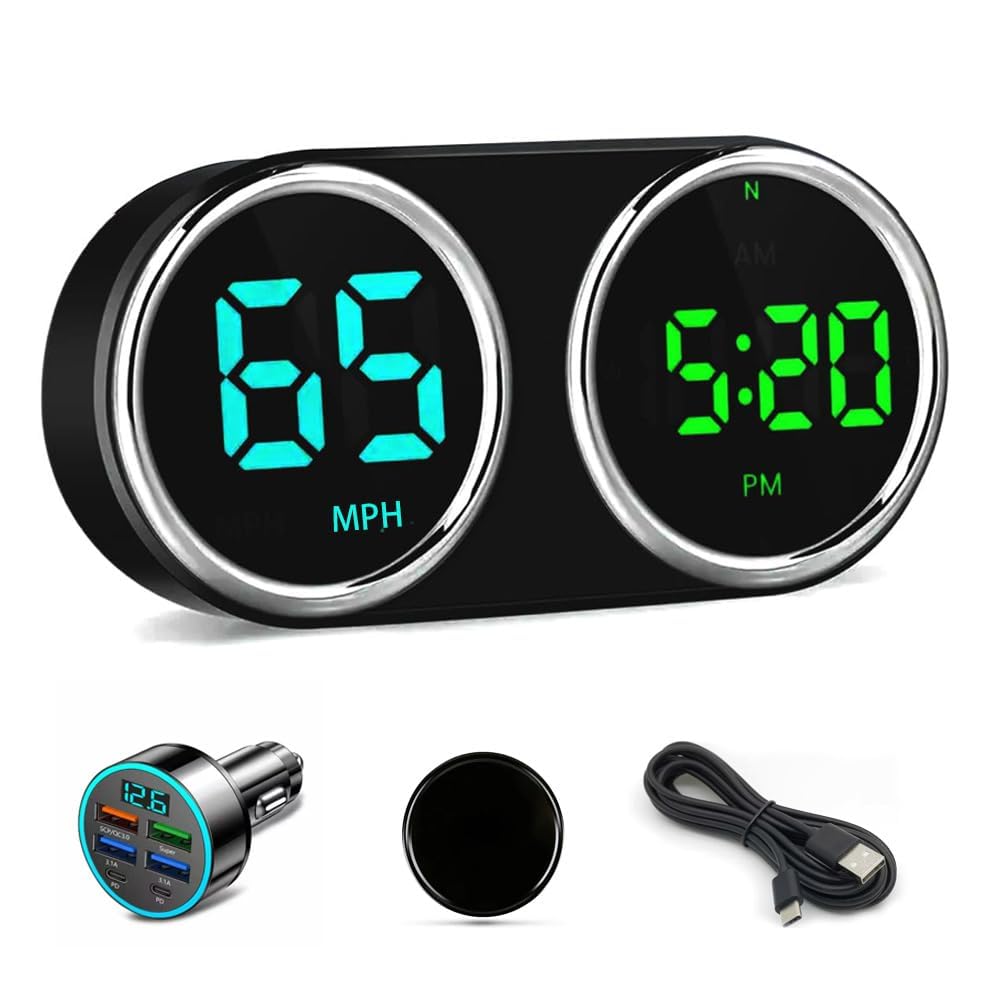 GPS Heads Up Display for Cars Digital Dashboard Speedomete with MPH/KMH, Universal HUD Display Car with 2M USB Cable and Clock, QC3.0 Fast Charger, Plug & Play for Car Boat Truck Motor SUV Golf Cart