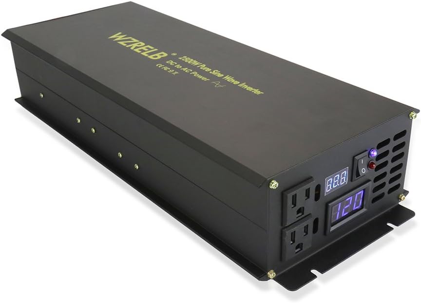 WZRELB Power Inverter 2500W Pure Sine Wave Inverter 12V 120V Dc AC Converter