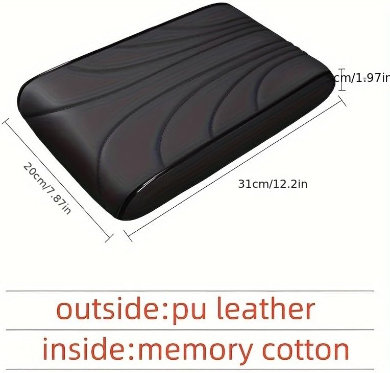Premium Memory Foam Car Center Console Cover - Ergonomic Armrest Cushion Protector with Soft Elbow Support, Universal Fit for Vehicles (Black)