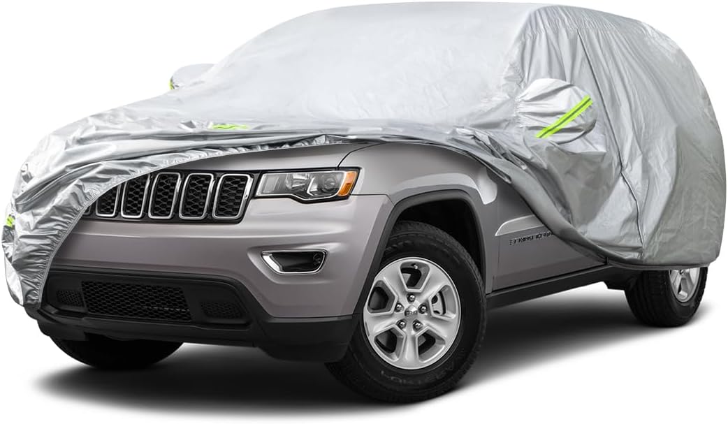 KouKou OxfordWaterproof SUV Car Cover Suitable for Jeep Grand Cherokee from 2005 to 2025, Windproof All Weather Waterproof Outdoor Cover Sun Rain UV Dust Snow Protection.