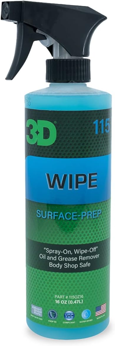 3D Wipe Ceramic Coating Surface Prep - Removes Excess Oils & Lubricants from Paint & Glass Prior to Ceramic Coating Application 16oz.