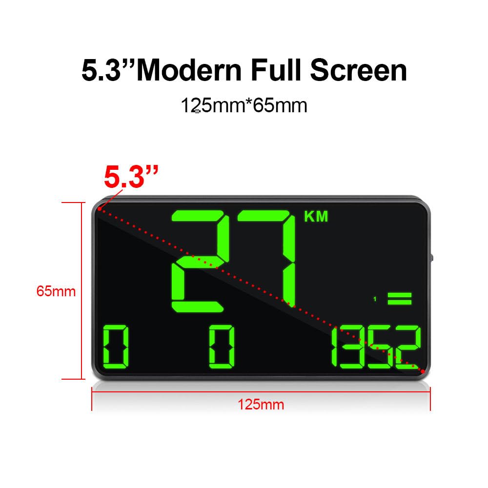 Digital GPS Speedometer Heads Up Display for Cars New HUD MPH Odometer Trip Meter for Trucks Golf cart All Vehicles, 5.3 Inch Big Screen, USB Cable Plug & Play (C90)