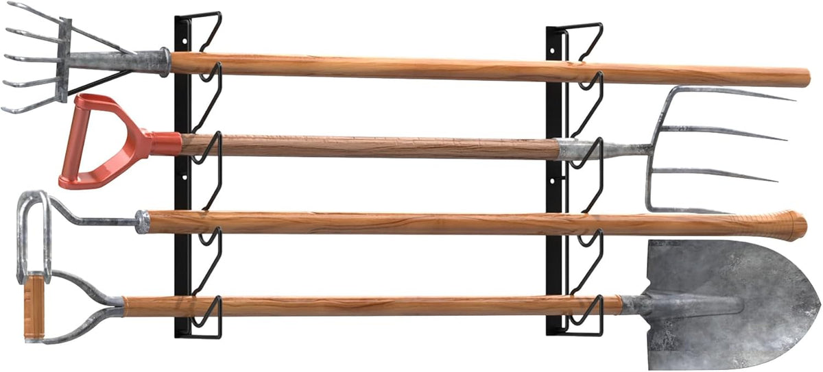 UNITEDPOWER Garden Tool Storage Rack，Wall Mounted Garage Organizer，Tool Utility Holder for Garden Equipment Shovel Rakes Brooms