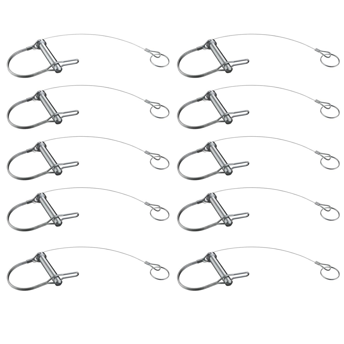 Trailer Coupler Pin 5/16-Inch Diameter x 2-3/4-Inch Long Trailer Pins with Plastic Coating Tether Quick Release Ring - 10Pcs 11-1/2" Length