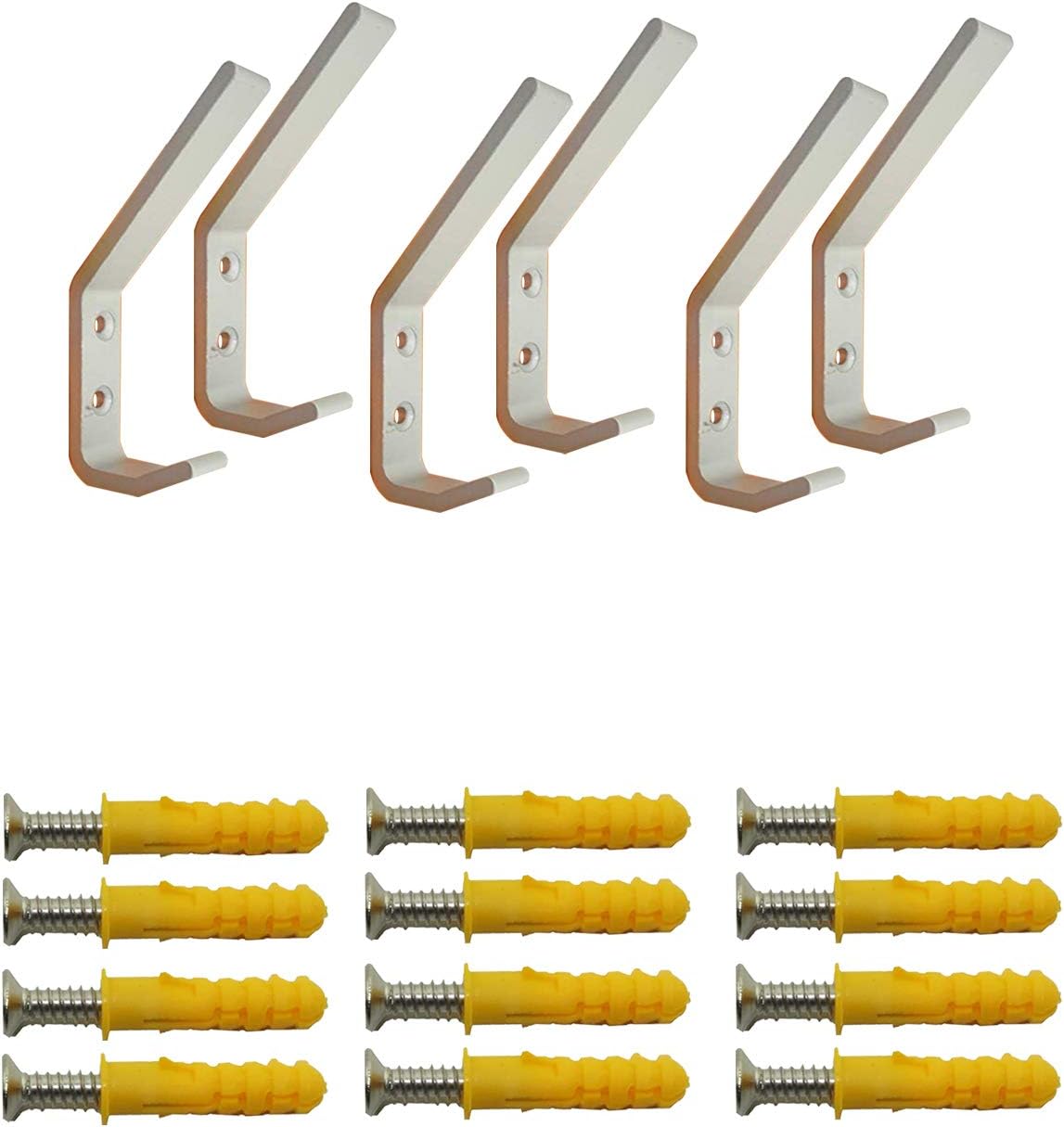 EBaokuup 6 Set Helmet Holder - Wall Mounted Motorbike Helmet Storage Rack with Mounting Screws (6 Hooks + 12 Screws)