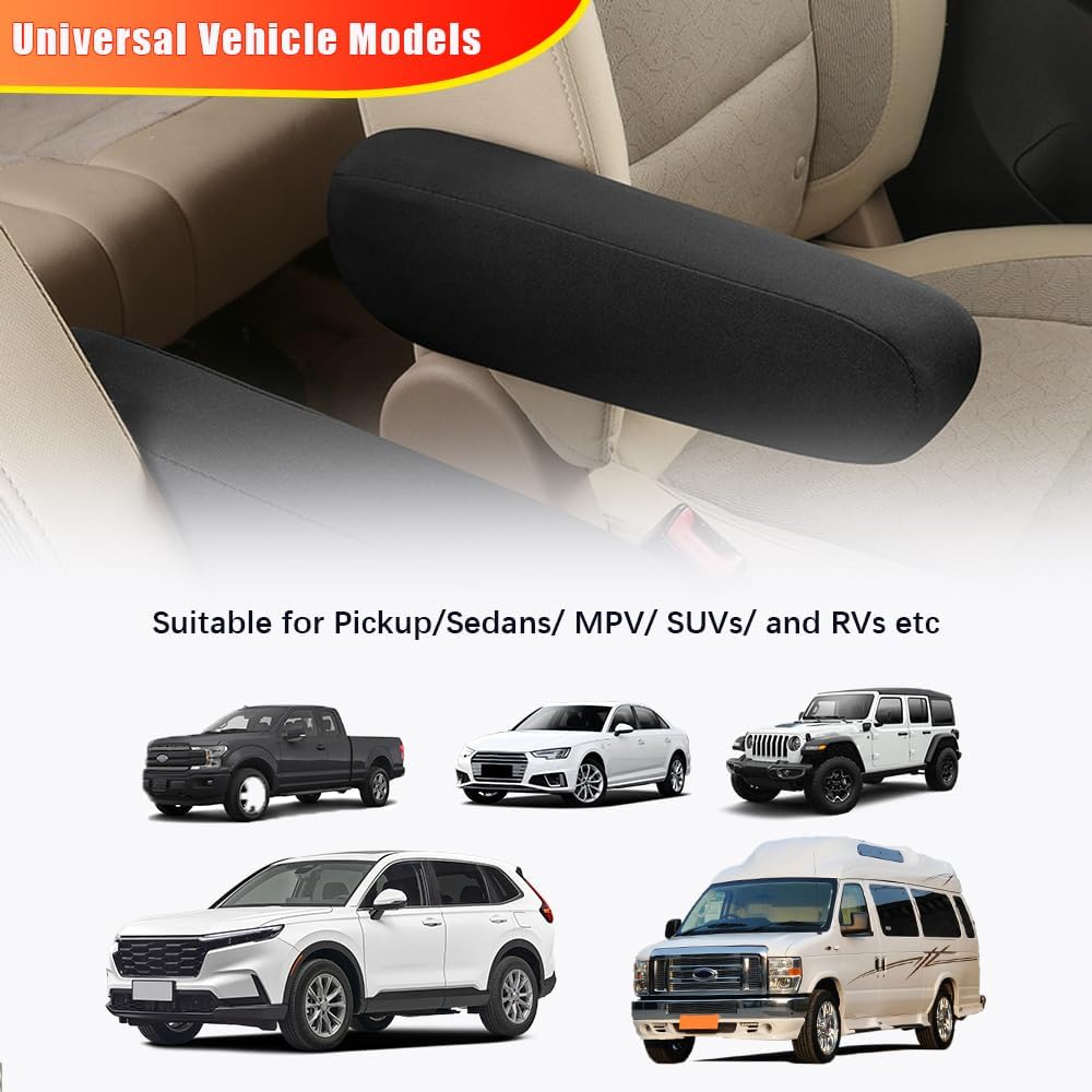 4PC Car Front Seat Armrest Covers,Universal Size Seat Arm Rest Cover,Flat Cloth Fabric Armrest Cover,Car Interior Accessories(Black,4PCS)