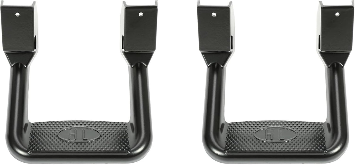 Kojem 2 Pcs Universal Side Step Compatible with 1967-2020 Chevy Chevrolet GMC Ford Isuzu Mitsubishi Dodge Jeep Nissan Toyota Mazda Side Hoop Step Electrophoresis Black Aluminum