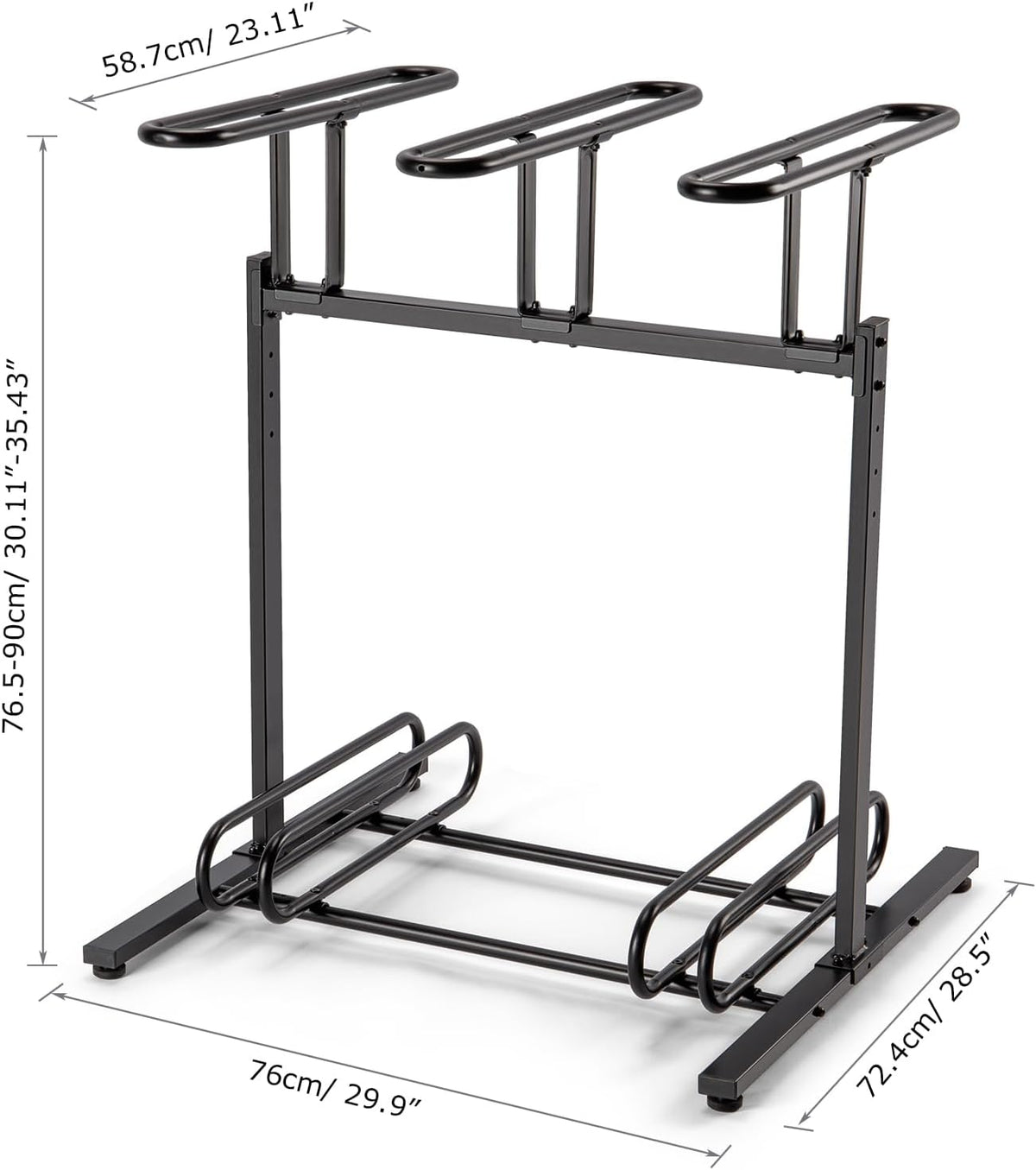 CXWXC 3/5 Bikes Stand Rack - Bike Storage Parking Racks Indoor/Outdoor - Bicycle Stand Garage for Parking Mountain Road Hybrid Bike, Fits Wheels up to 2.4" (3 Adult + 2 Kids Bikes)