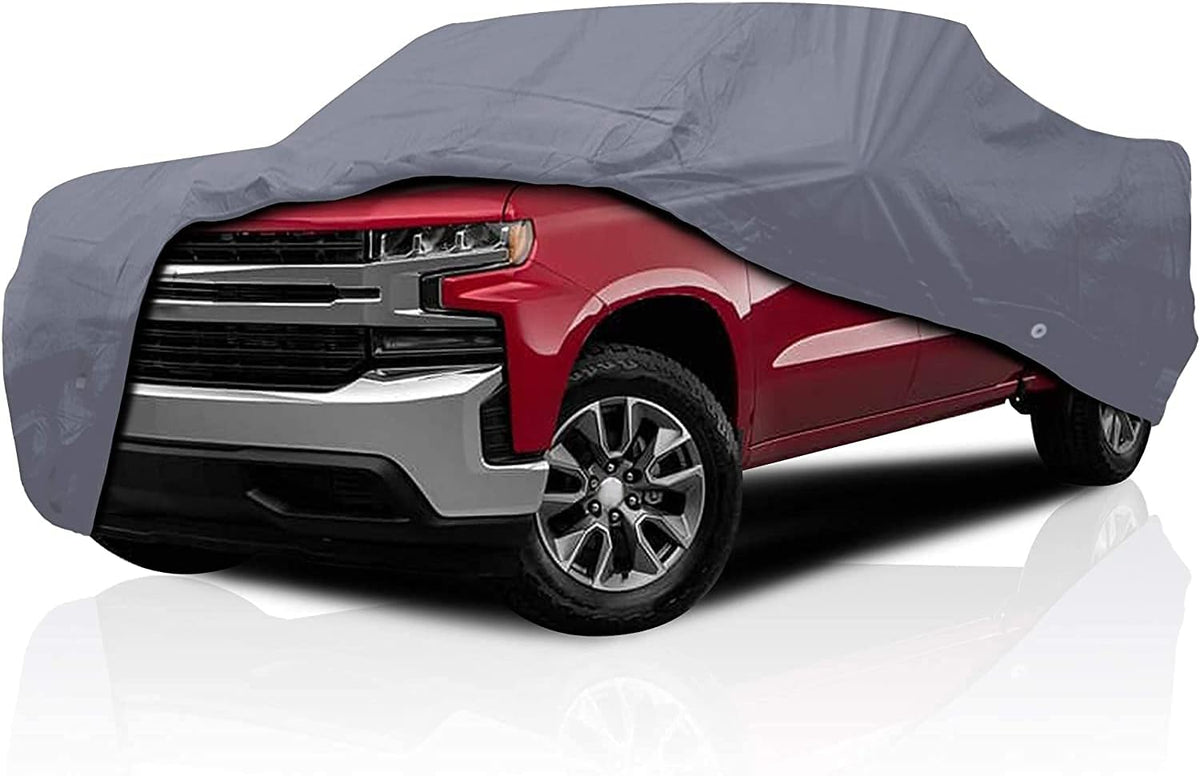 5-Layer Car Cover – Semi Custom Fit for Chevrolet Silverado 1500 Crew Cab 2018-2025, 6.6 Feet Bed | All-Weather Protection: Dustproof, Windproof, UV-Resistant, Breathable & Durable