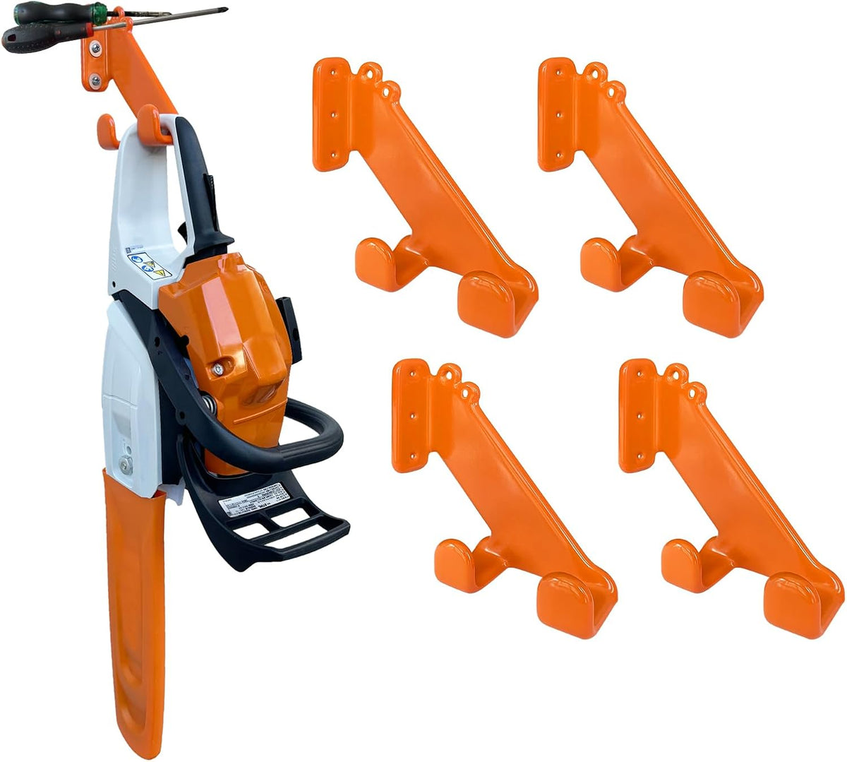 Chainsaw Hanger, 4 Pack Chainsaw Wall Mount, Heavy Duty Chainsaw Holder, Garage Organization Garage Storage Shed Organizer Mounted Chainsaw Rack
