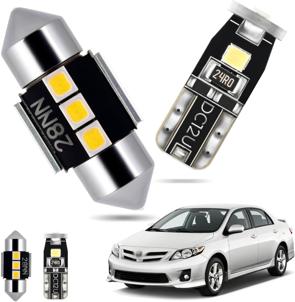EASY EAGLE LED Interior Car Lights for Toyota-Corolla-2003-2012: 6 Piece Kit White LED Light Bulbs - Super Bright 6000K + Install Tool