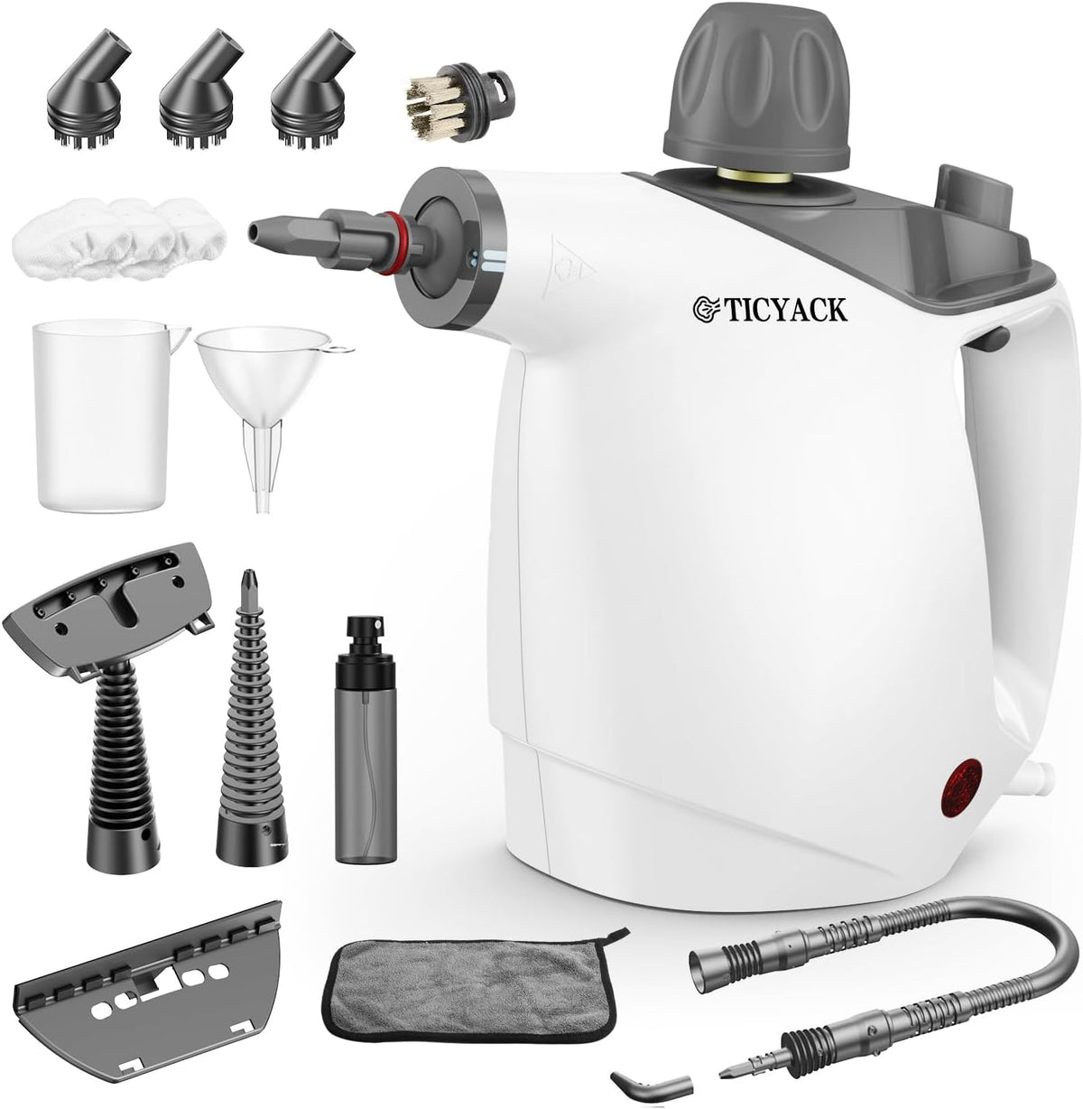 Steam Cleaner, Steam Cleaner for Home, Handheld Steam Cleaner with 16 Accessories and Automatic Steam Switch Suitable for Daily Cleaning of Living Rooms, Kitchens, Ovens and Tile Joints (White)