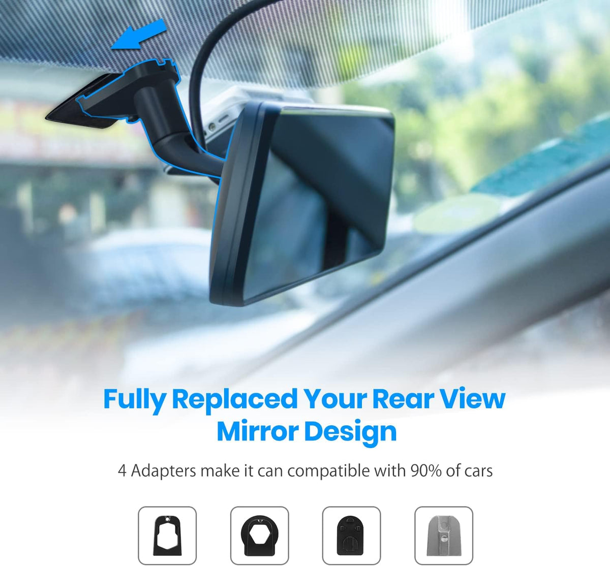 9.35''1080P OEM Rear View Mirror Camera: Recording Wide View Back Up Camera for Cars, Smart Full Touch Screen Stream Media Backup Camera with Super Night Vision for Trucks,Vans, SUVS (AUTO-VOX T9)