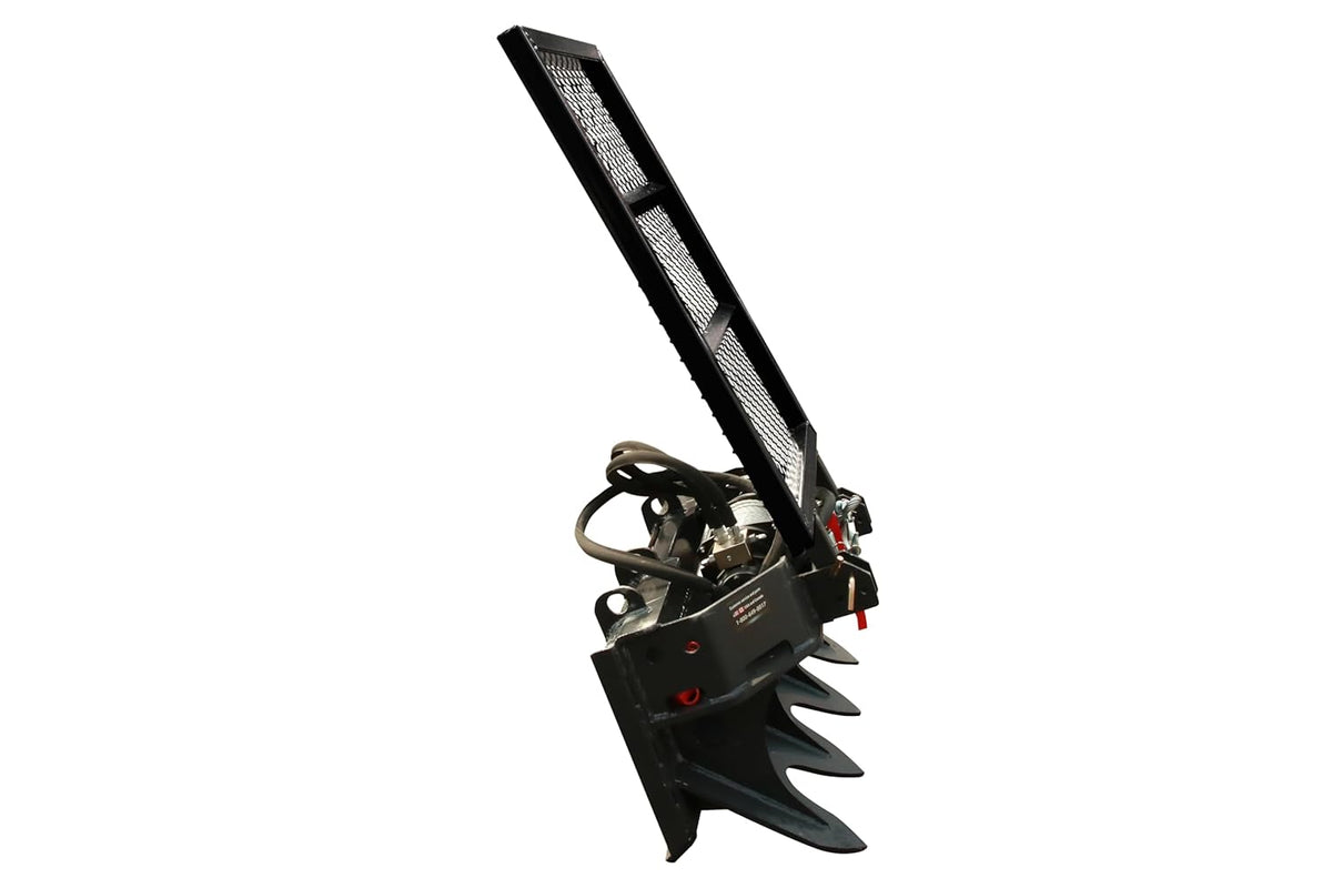 7.5T Skid Steer Winch, 93 FT Steel Cable Forestry Logging Winch, 15000 LB Pulling Capacity, Manual Clutch, Ground Stabilizer Jaw, Safety Screen
