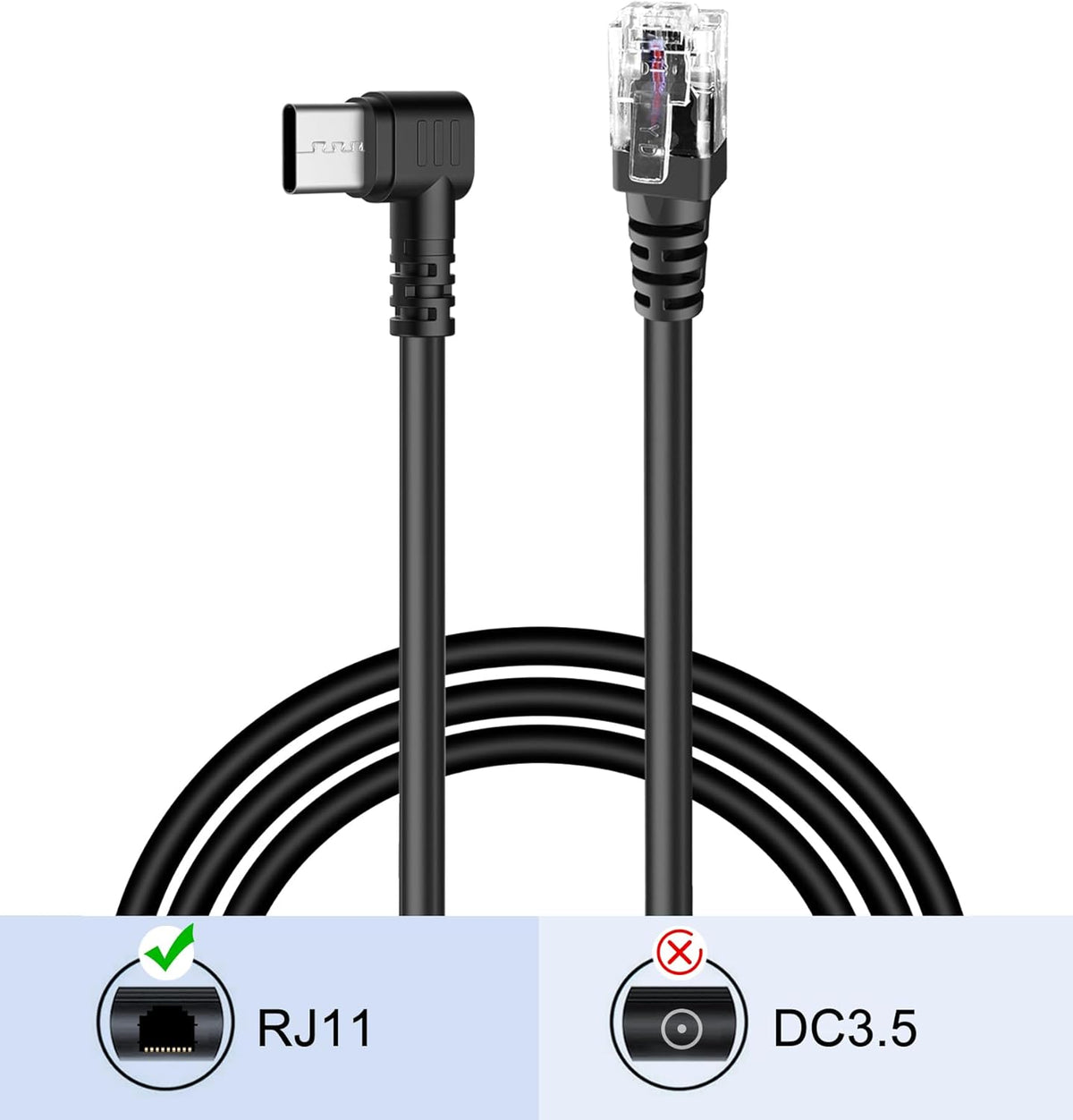 Radar Detector Cord, Type C to RJ11 Plug Cable,for Escort Radenso XP Uniden Beltronics Cobr Whistler Radar Detector,Replacement Power Cable for Radar Detectors