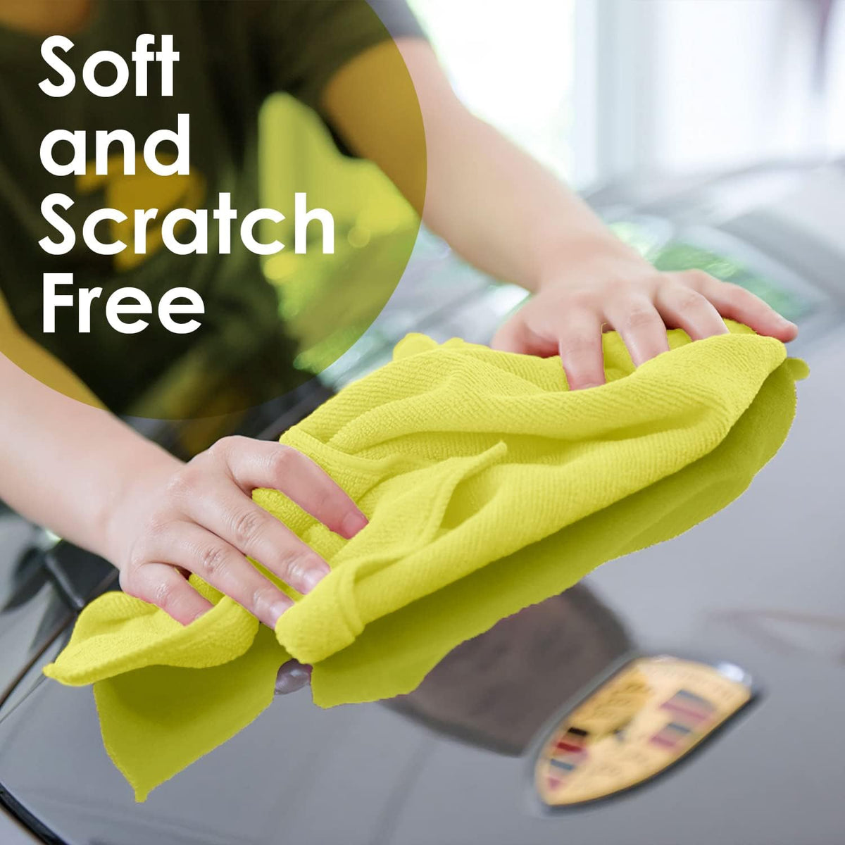 Avalon Towels Microfiber Cleaning Cloths (Value Pack of 48) Size 16" x 16", Highly Absorbent Cleaning Rags, Lint Free Cleaning Towels, Reusable and Washable, Microfiber Towels for Cars (Yellow)
