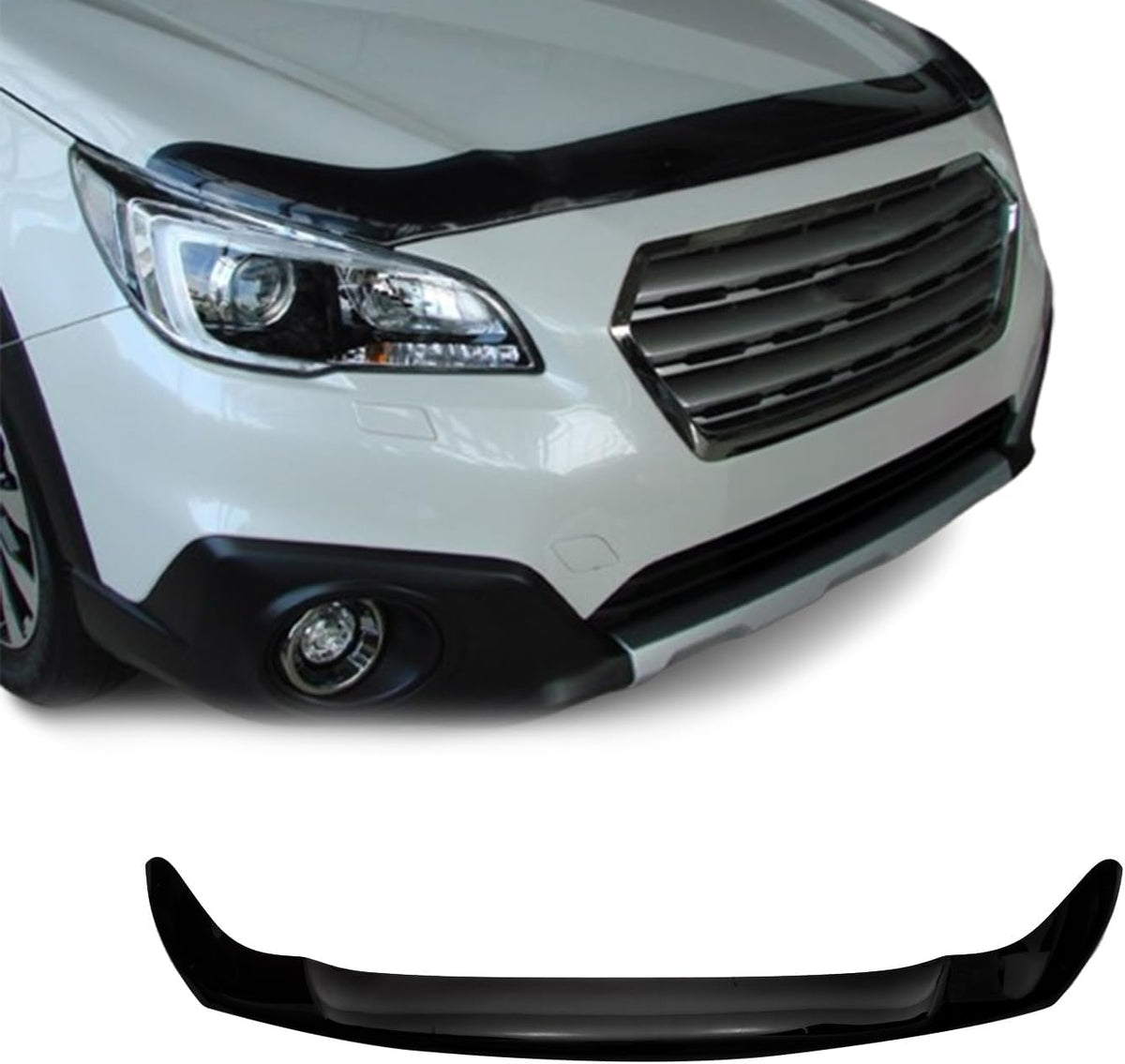 OMAC Front Bug Shield Hood Deflector Guard for Subaru Outback 2015-2019 Black Smoke