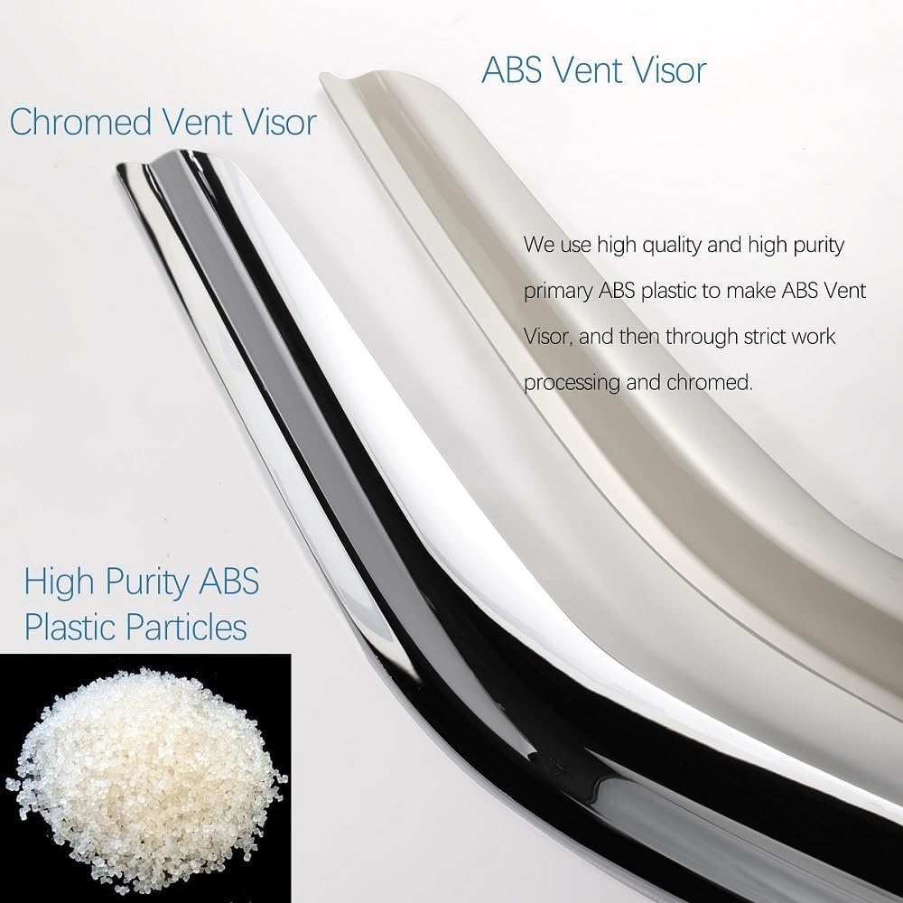 Chrome Side Window Visors Vent Deflector for 2013-2019 Ford Escape,4pcs Outside Tape-On Sun Rain Guards Set 94383Y