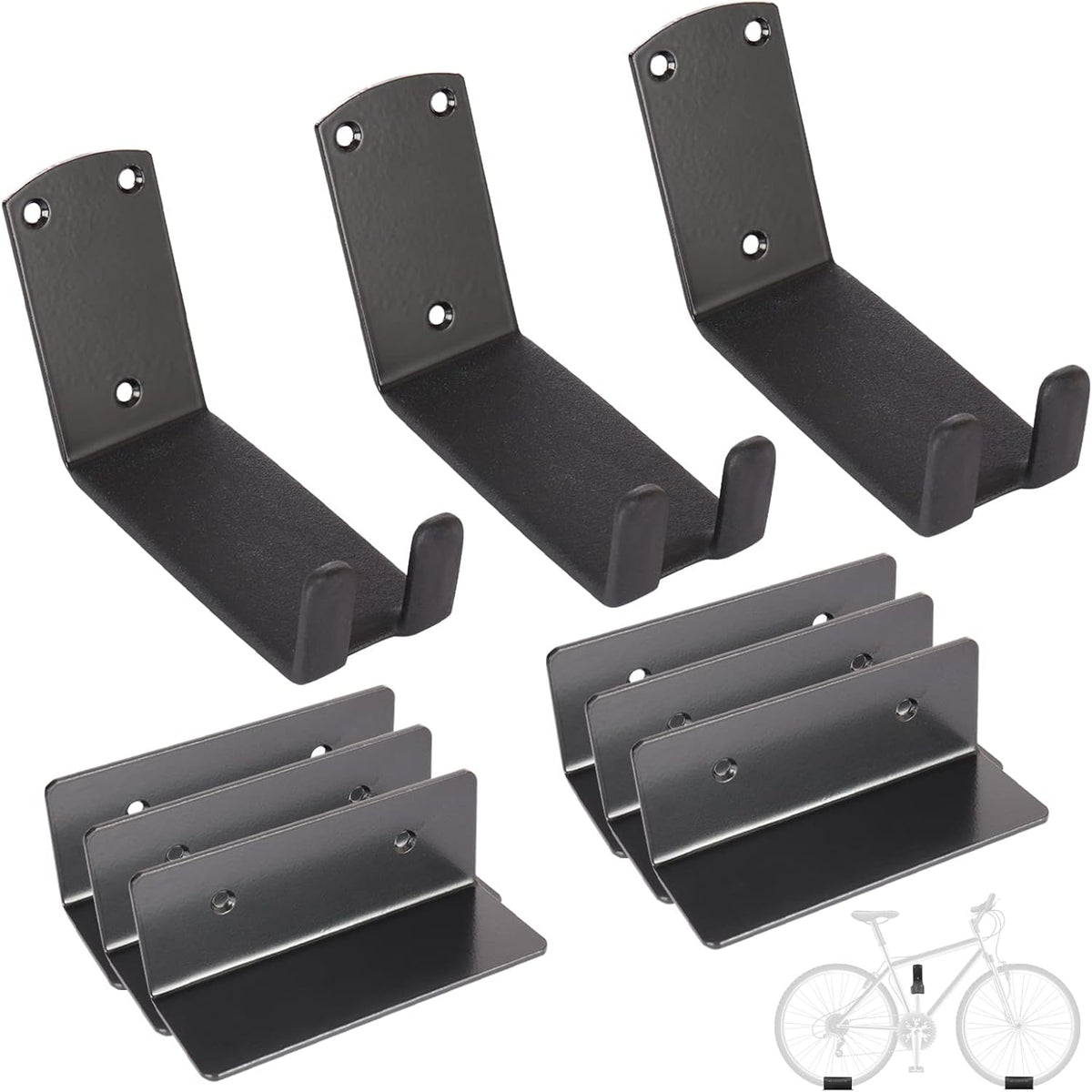 Bike Wall Mount, Pedal Mount Bike Rack for Garage, Bike Storage Hanger Bicycle, Heavy Duty Bike Hooks with Rubber Pad for Wall, Max 150LB, 3 Set