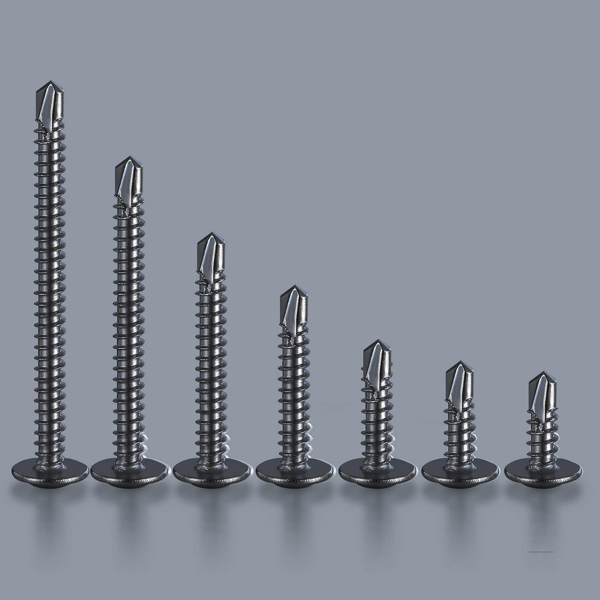 (350 pcs) Wensilon #10×1/2” for Sheet Metal Self-Tapping Screws 410 Black Stainless Steel Truss Head High-Strength Quick Tapping