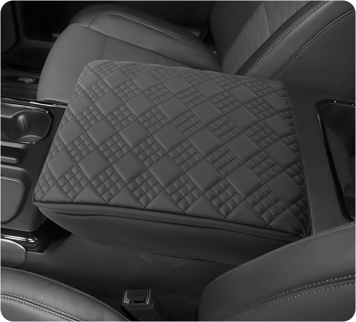 2025 2026 Silverado EV Center Console Cover Compatible with 2024 2025 2026 Silverado EV/GMC Sierra EV Accessories 2025 2026 Silverado EV/GMC Sierra EV Armrest Cover Armrest Console Cover(Thick Black)