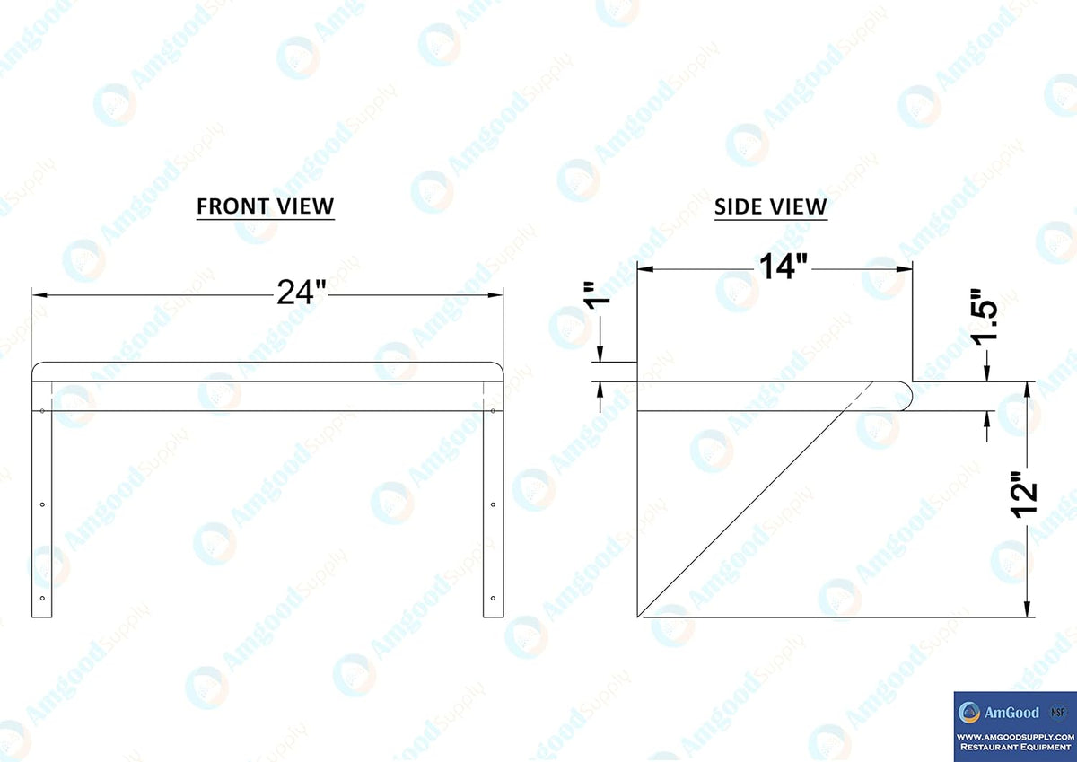 AmGood 24" Long X 14" Deep Stainless Steel Wall Shelf | NSF Certified | Appliance & Equipment Metal Shelving | Kitchen, Restaurant, Garage, Laundry, Utility Room