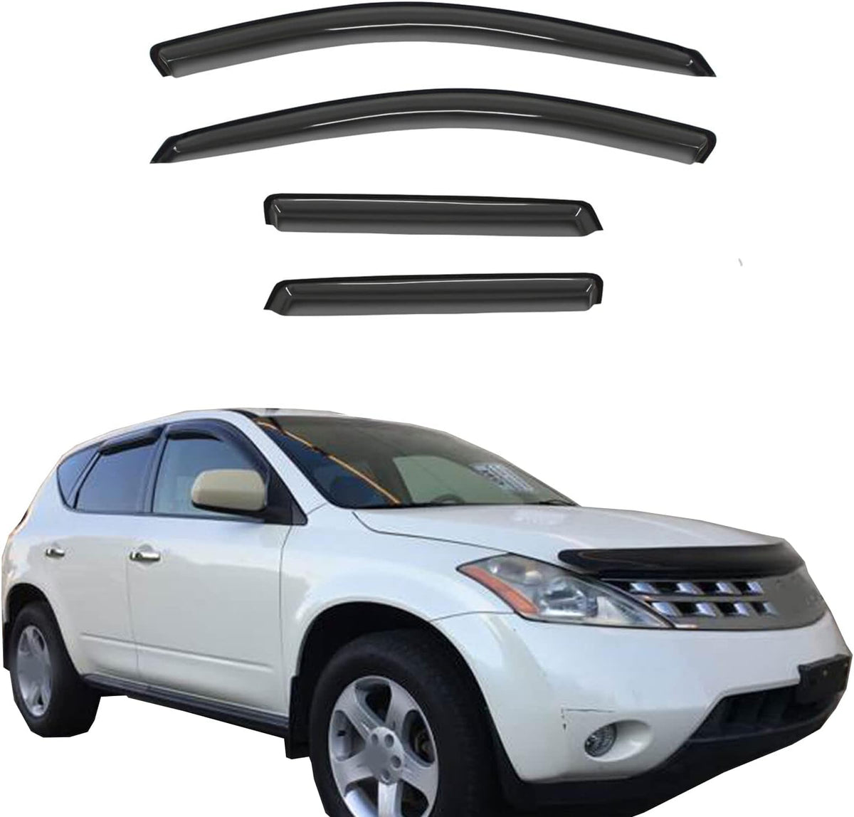 Smoke Sun/Rain Guards Window Visors Compatible with 2003-2008 Nissan Murano Wind Deflector 4pc 94921