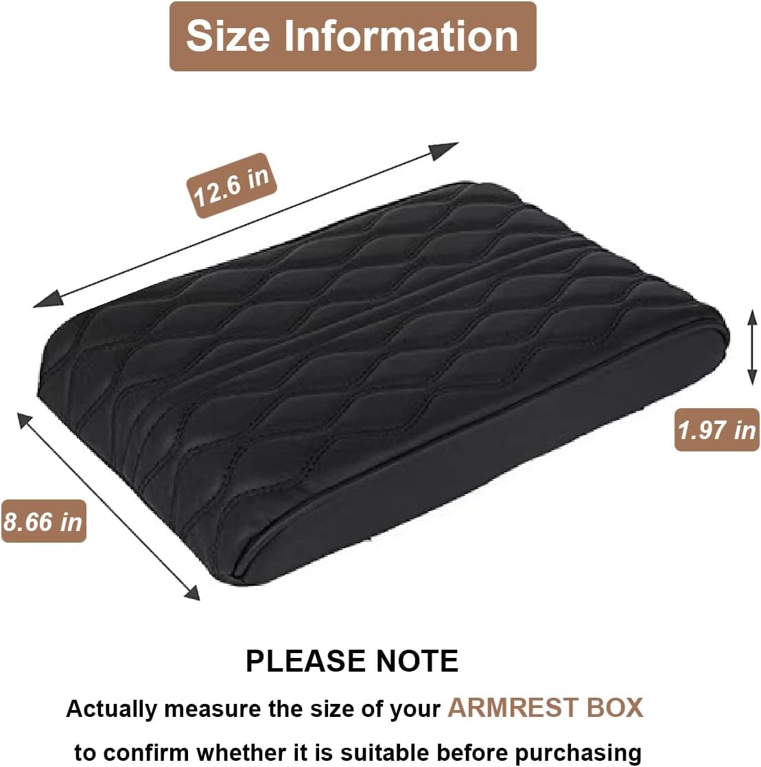Car Center Console Cover, Memory Foam Car Armrest Cushion, Black Auto Arm Rest Pad, Leather Arm Rest Covering Car, Hand Rest Pillow for SUV/Truck/Vehicle (Black)
