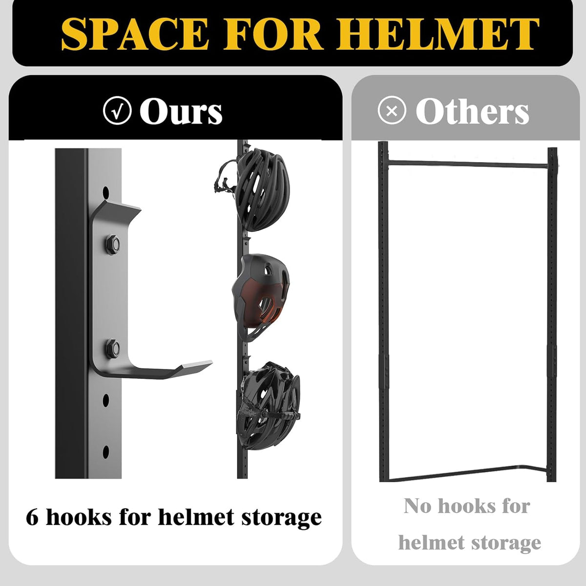 Freestanding Bike Storage Rack for 5 Bikes, 52" Wide Steel Vertical Bike Rack with 5 Bike Hooks & 6 Hooks for Helmet Storage, Bike Racks for Home and Garage, Indoor Floor Bike Stand