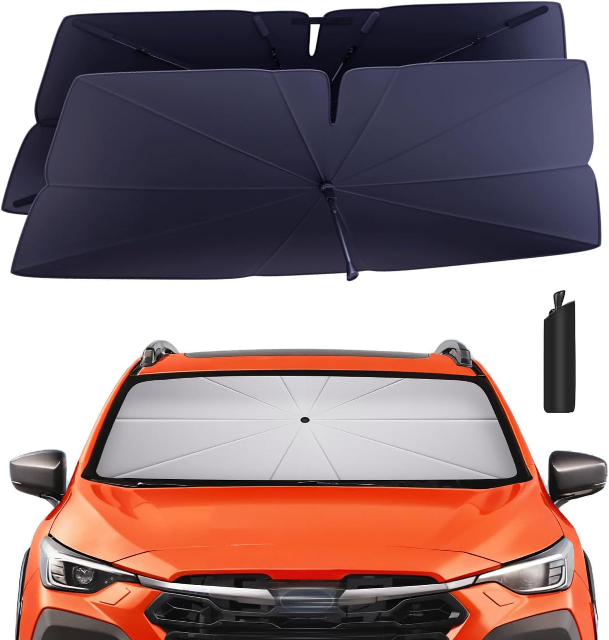 Windshield Sun Shade Umbrella: for Crosstrek-2018-2023 - Front Custom Car Window Shades - Double Thickened Foldable Crosstrek Wagon Sunshades Block UV Keep Cool