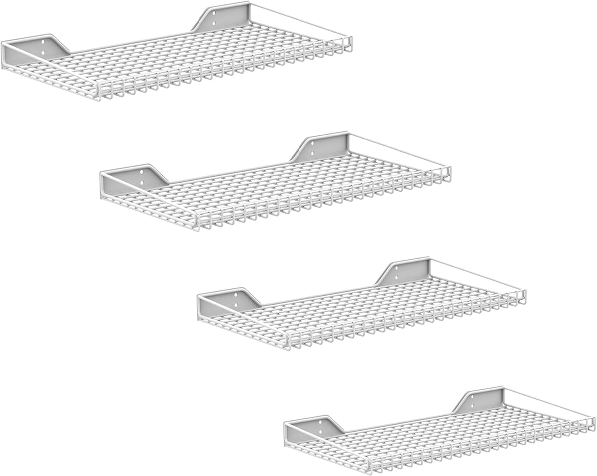 WALMANN Garage Wall Shelf, Wall-Mounted Storage Shelves for Garage, Closet, Laundry Room, Heavy Duty Wall Shelving, Holds Up to 65 Lbs(White, 4 Shelves)